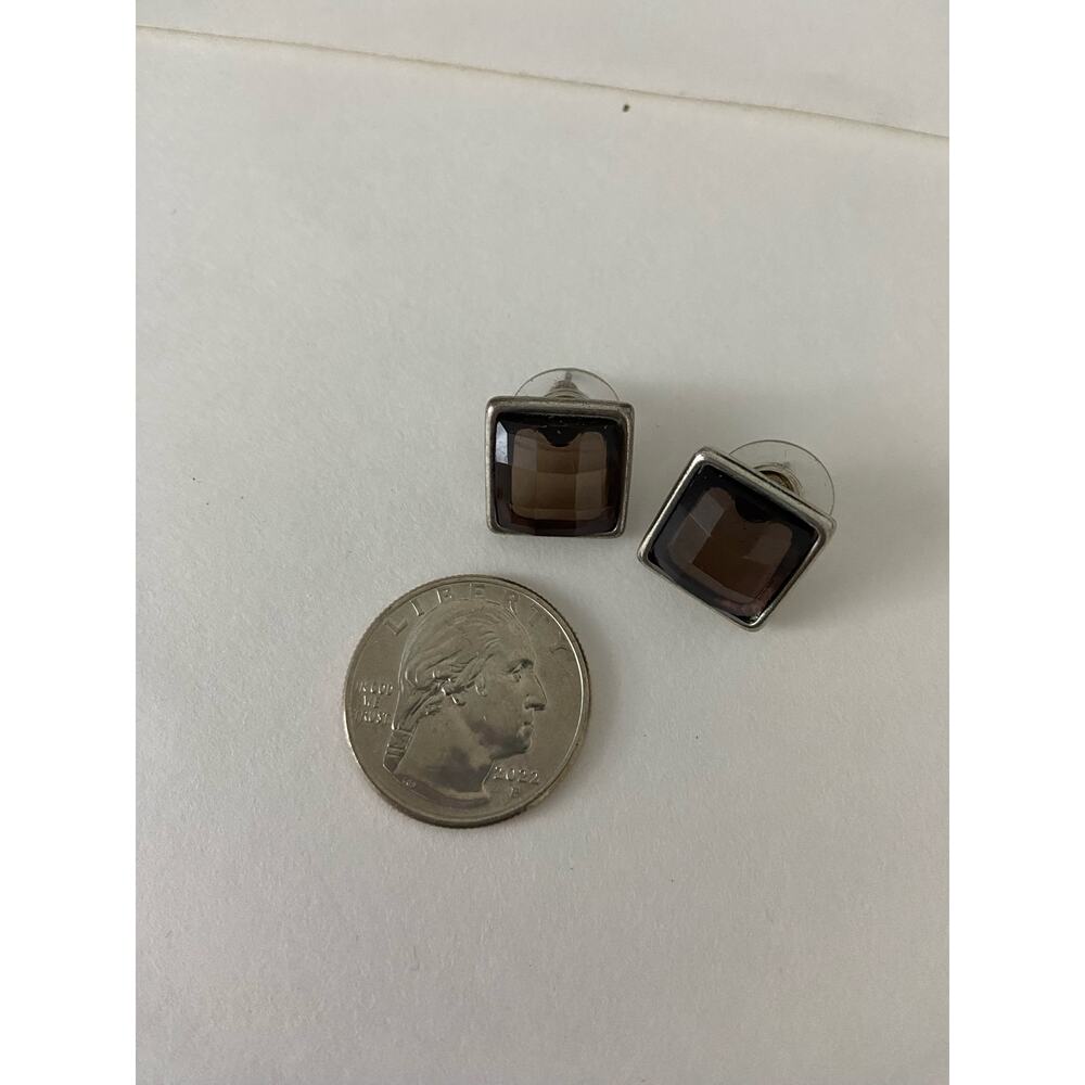 brown square earrings - Picture 2 of 4